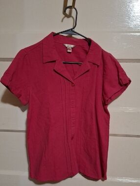 White Stag Short Sleeve Button-Down Shirt - Fuchsia Pink (Mis134)